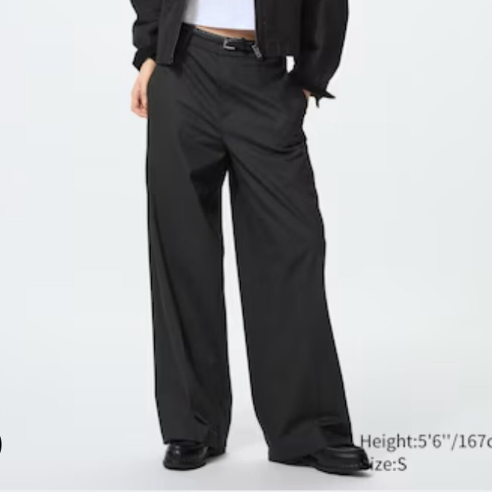 NWT UNIQLO Smart Wide Pants - Black - Size L (Fits Like 8-10 US)